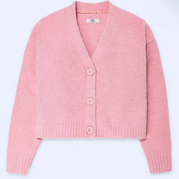 Ugg Cardigan Button Front Boxy Blush Pink Sweater Women’s Size XLarge NWT - Picture 1 of 12
